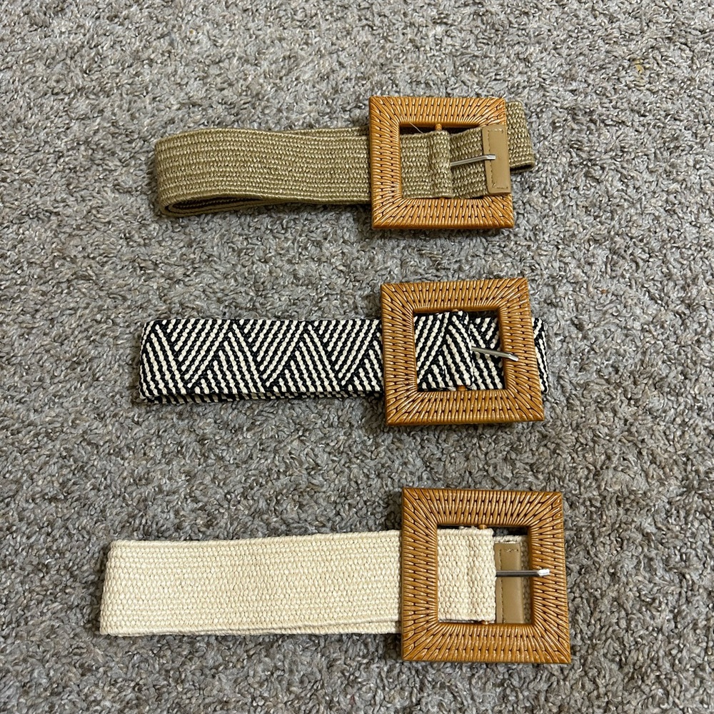 INSPIRE CHIC Women's Wide Stretch Wooden Buckle Elastic Waist Belts Beach Khaki